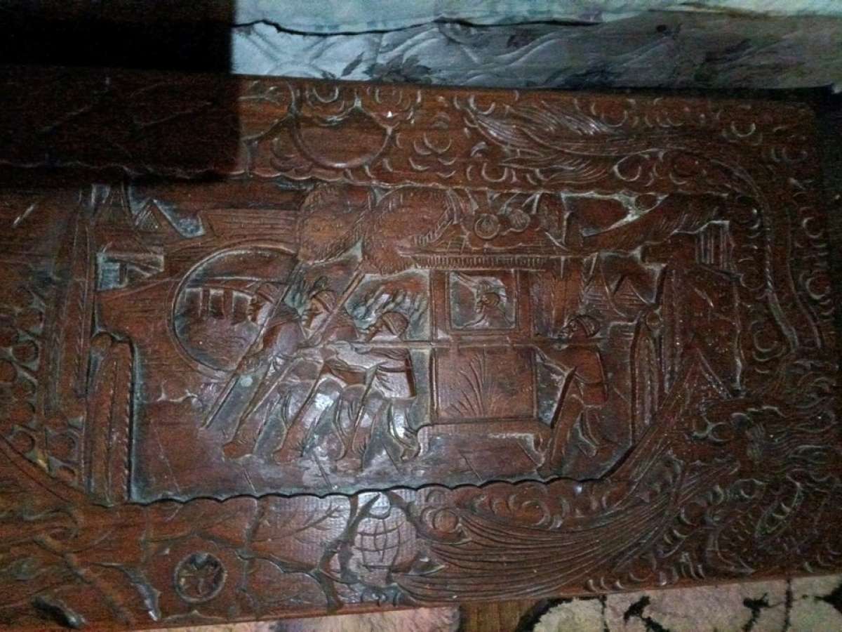 1920s Chinese hand carved compreha wooden chest