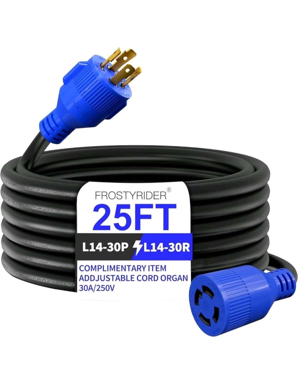 4 Prong 30 Amp 25 Foot Generator Extension CordNEMA L1430PL1