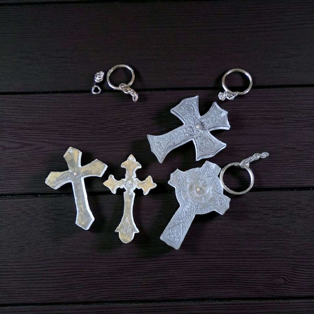 Lot of 10 Mustard Seed Cross Keychains