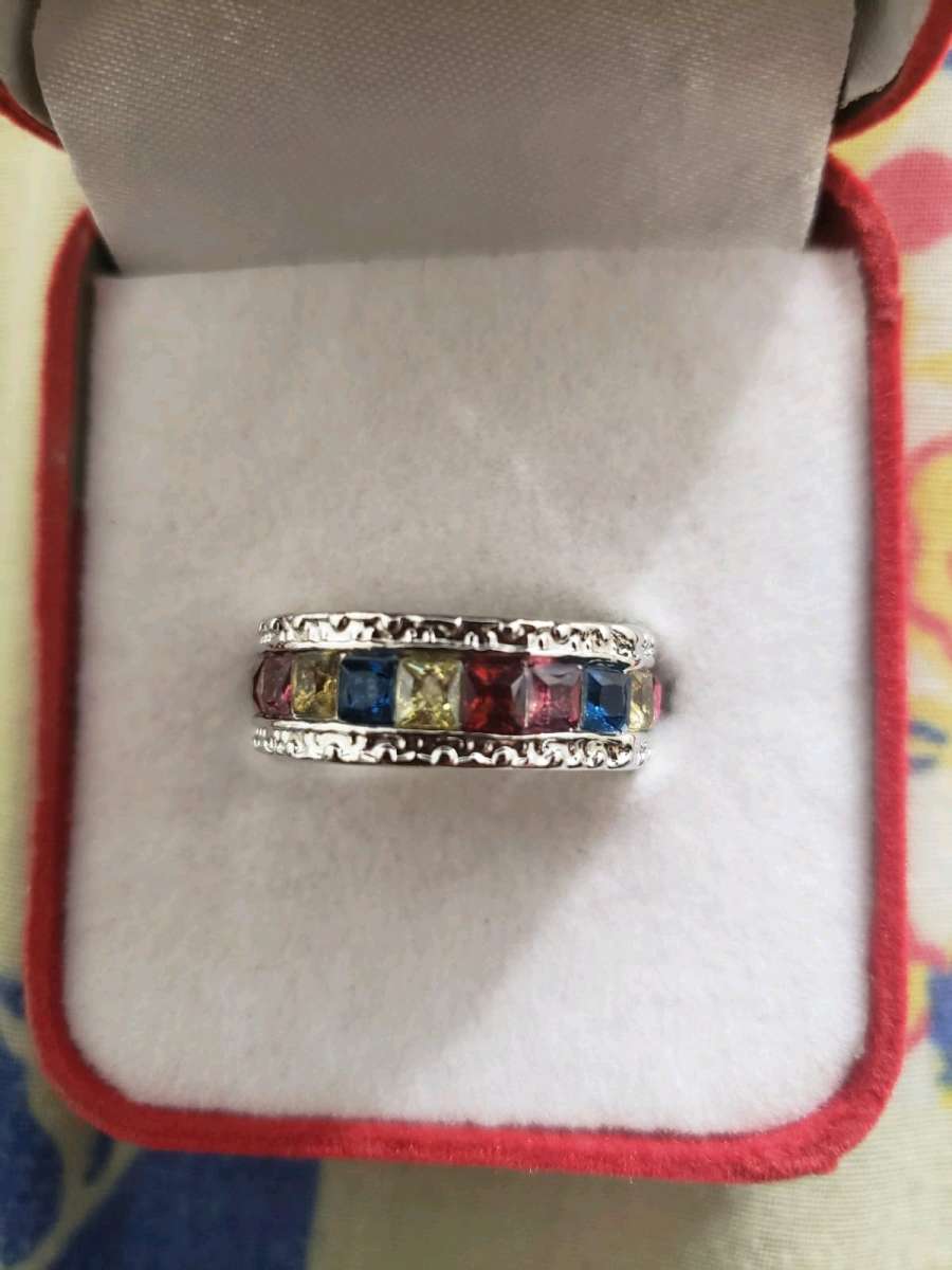 splendid Sterling Silver Natural Gemstone Diamond White 8