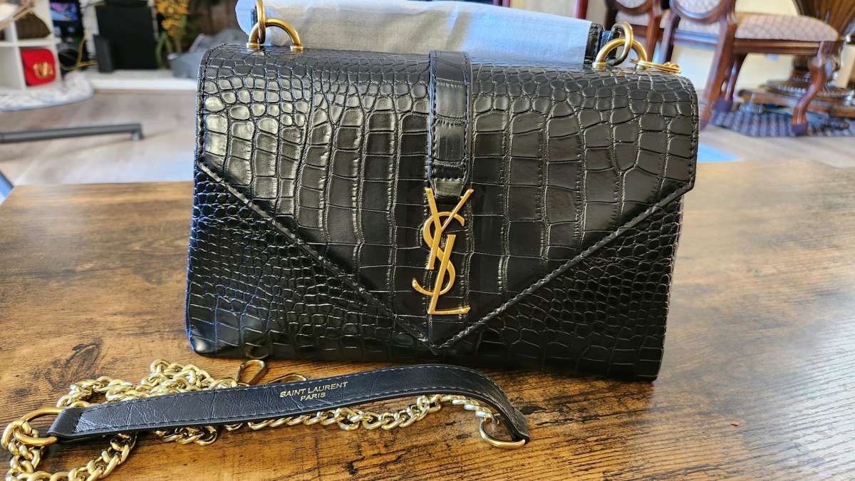 YSL black cowhide leather