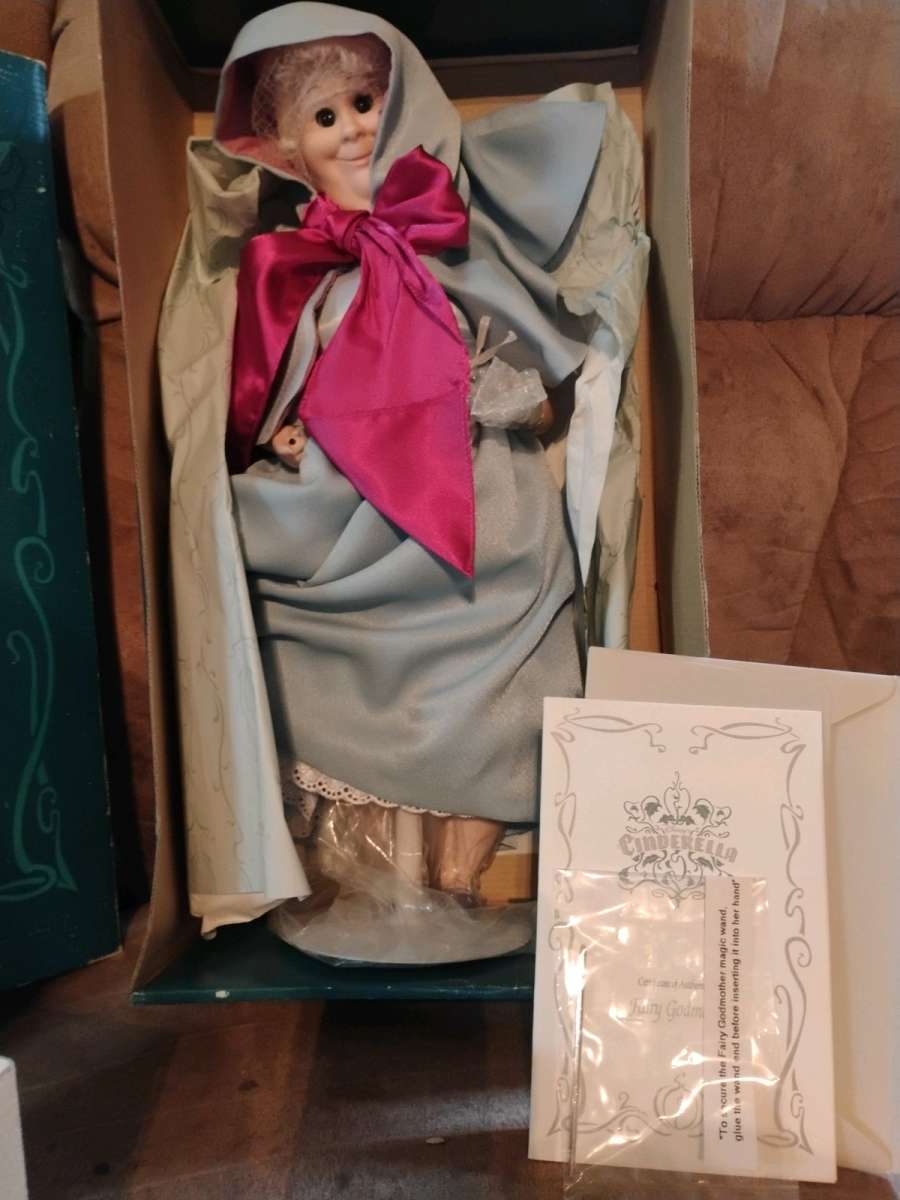 Disney Cinderella Fairy Godmother Porcelain Doll with wand