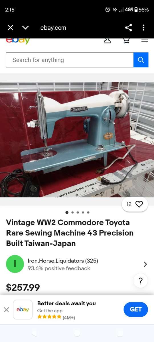 Vintage WW2 Commodore Toyota RARE Sewing Machine