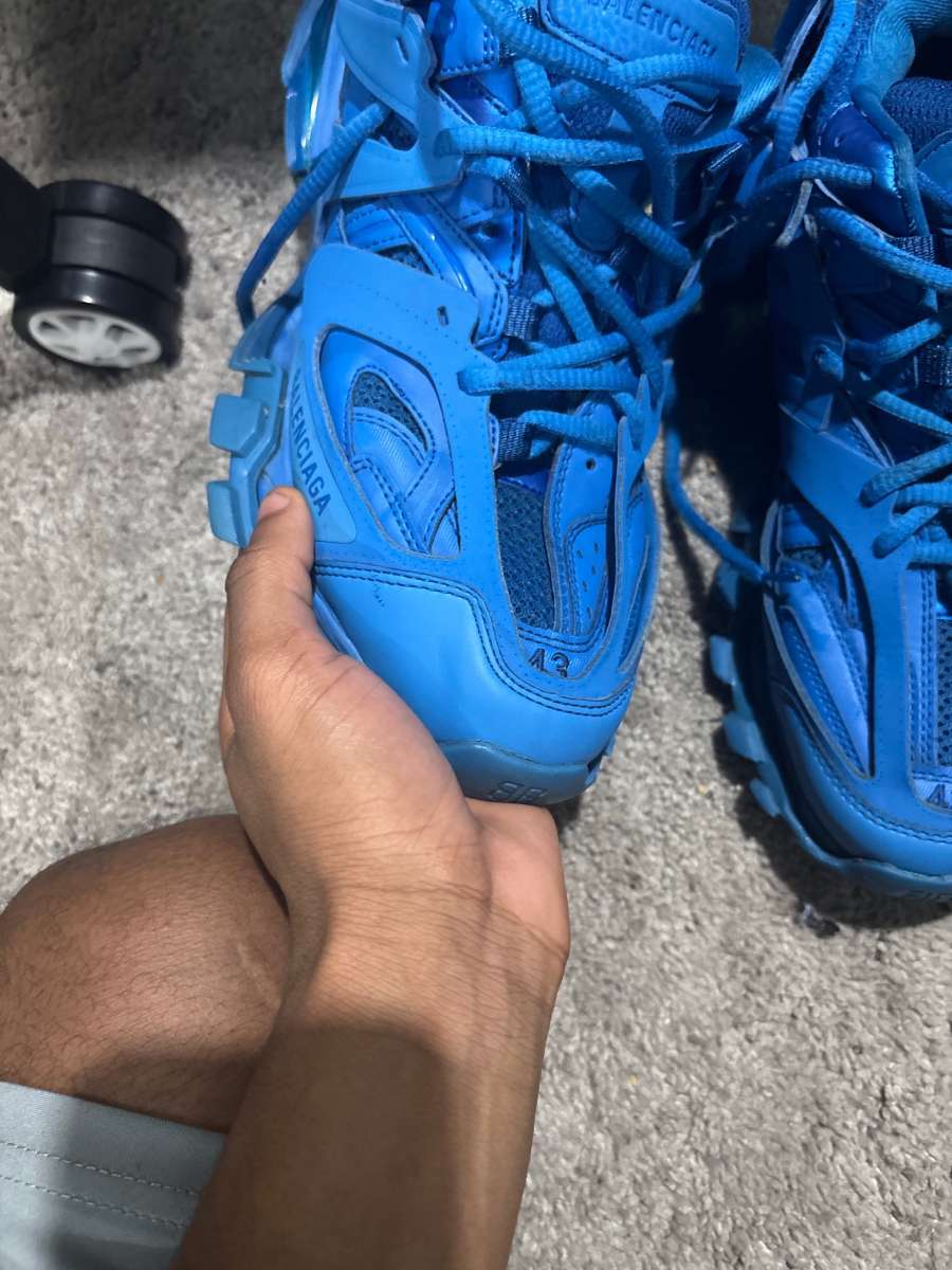balenciaga blue tracks designer shoe size 10 sneaker clean