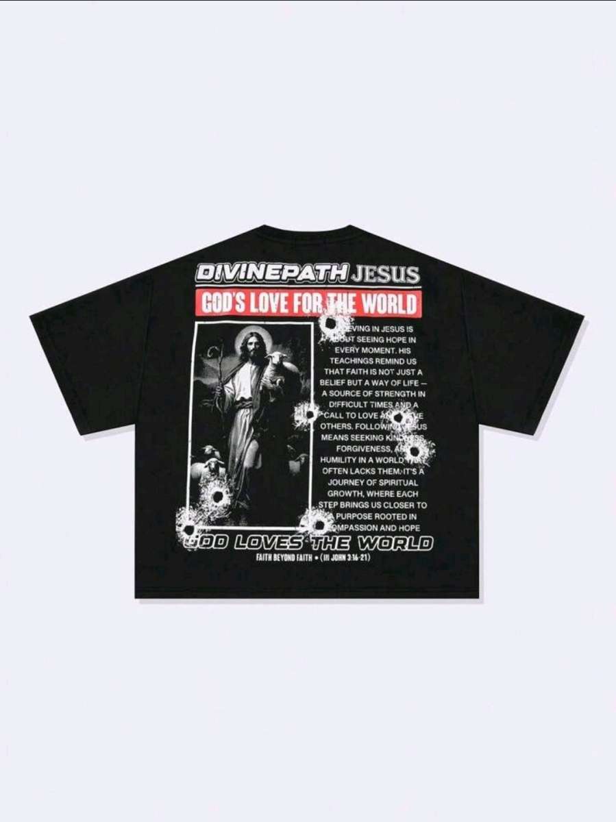 ROMWE MEN Mens Gothic Jesus Loose