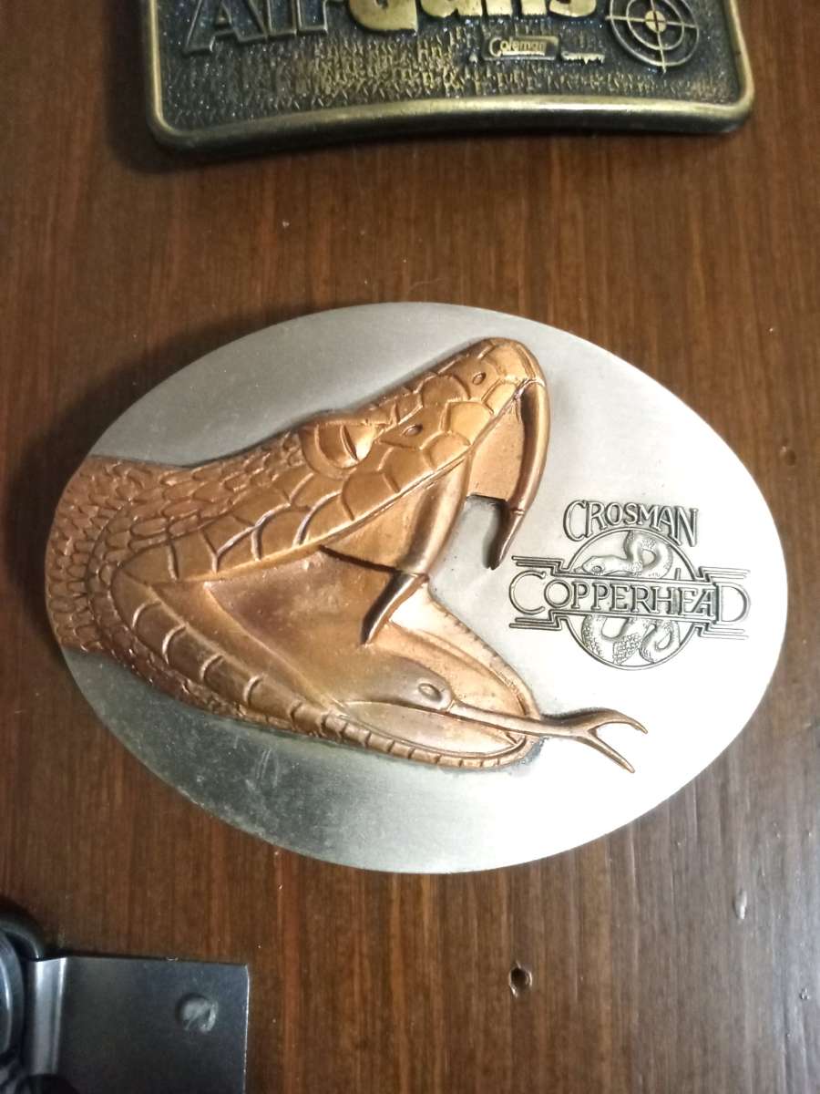 vintage 1970s Crossman Copperhead Coleman belt buckle