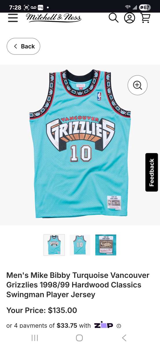 Mens Mike Bibby Turquoise Vancouver Grizzlies 1998 99