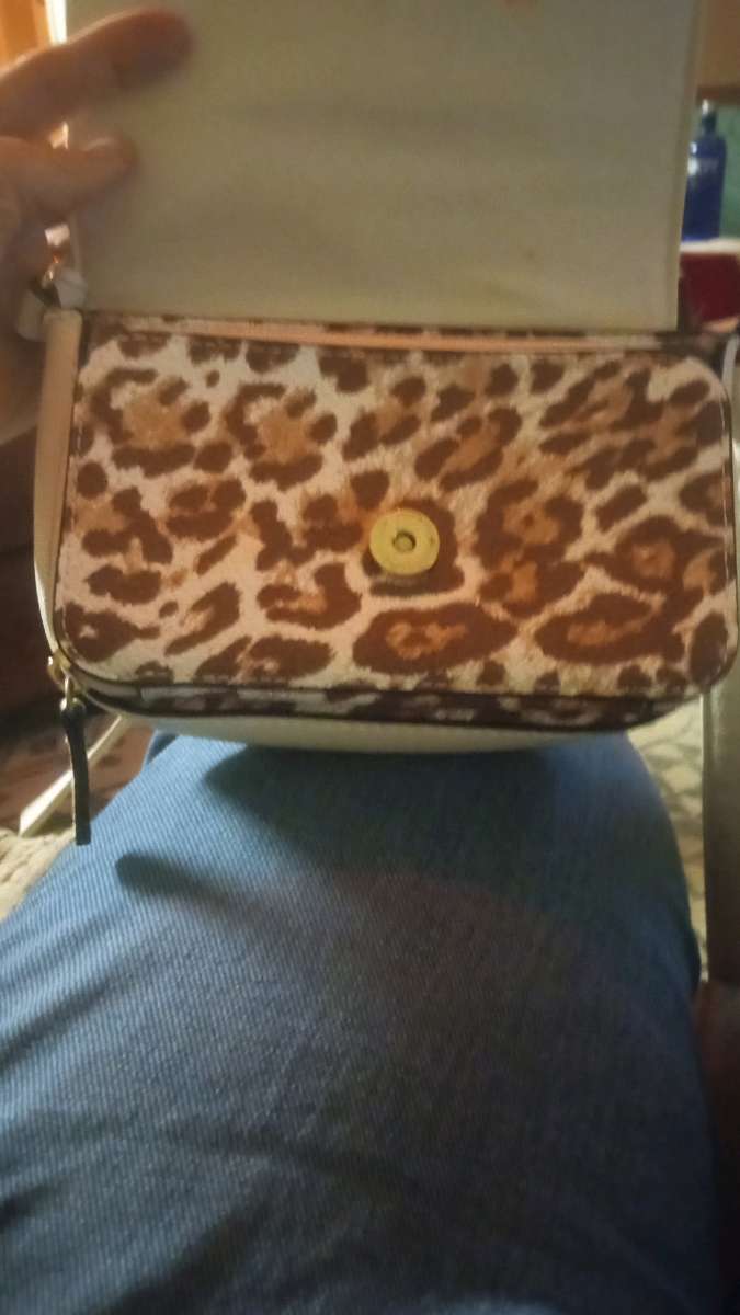 Leopard print small shoulder purse