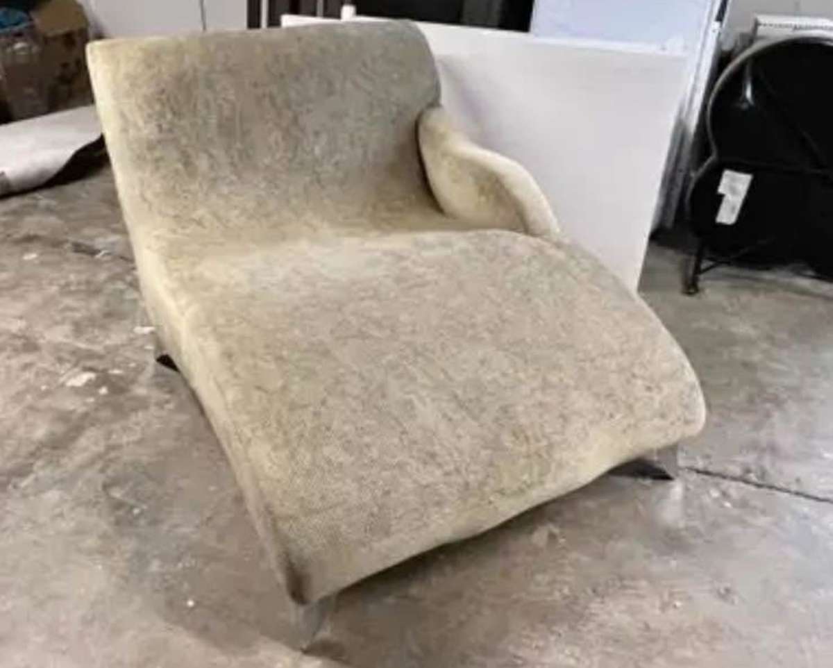 Double Wide Chenille Modern Curved Chaise Lounge