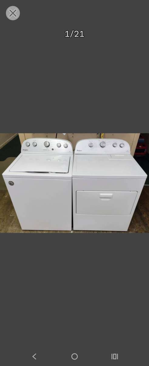 WHIRLPOOL WHITE TOPLOAD WASHER ELECTRIC DRYER SET