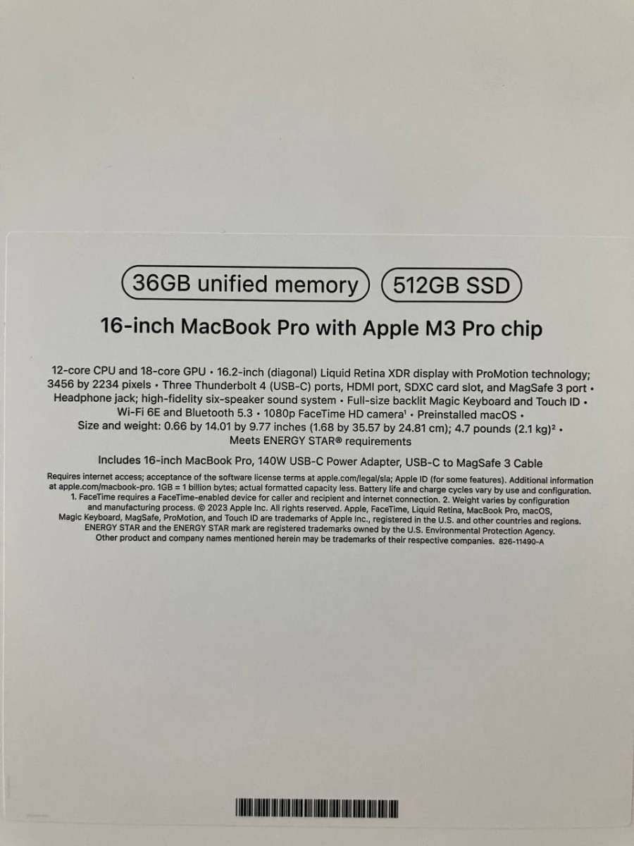 MacBook Pro 16inch M3 Chip