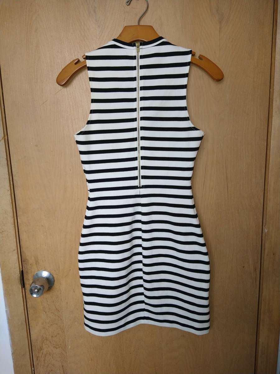 This Express Black  White Striped Bodycon Dress in size 0 is