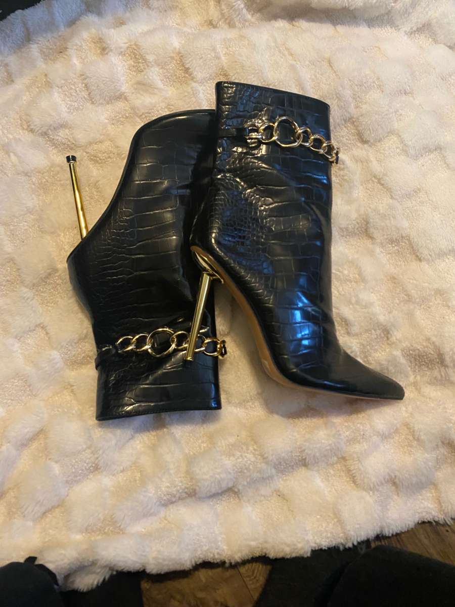 ankle boots black and gold