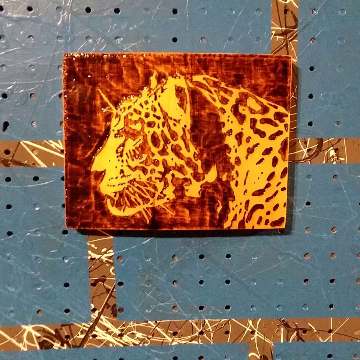 Jaguar wall decor pyrography