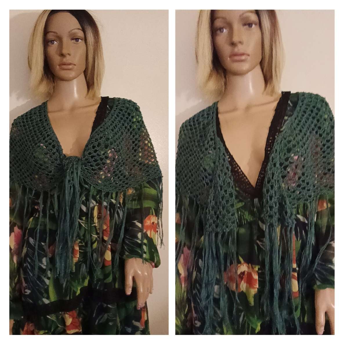 Handmade Crochet Eagles Shawl with tassels