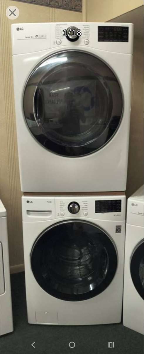 LG Elite White FrontLoad Washer  Gas Dryer Set  Stackable