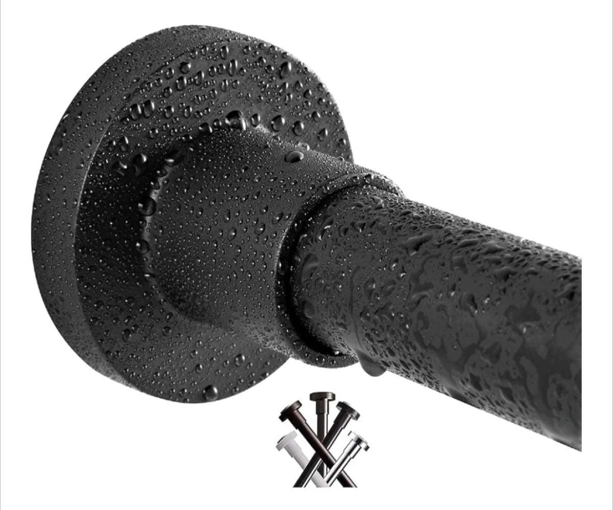 Black shower curtain rod expandable 43 to 75 inches
