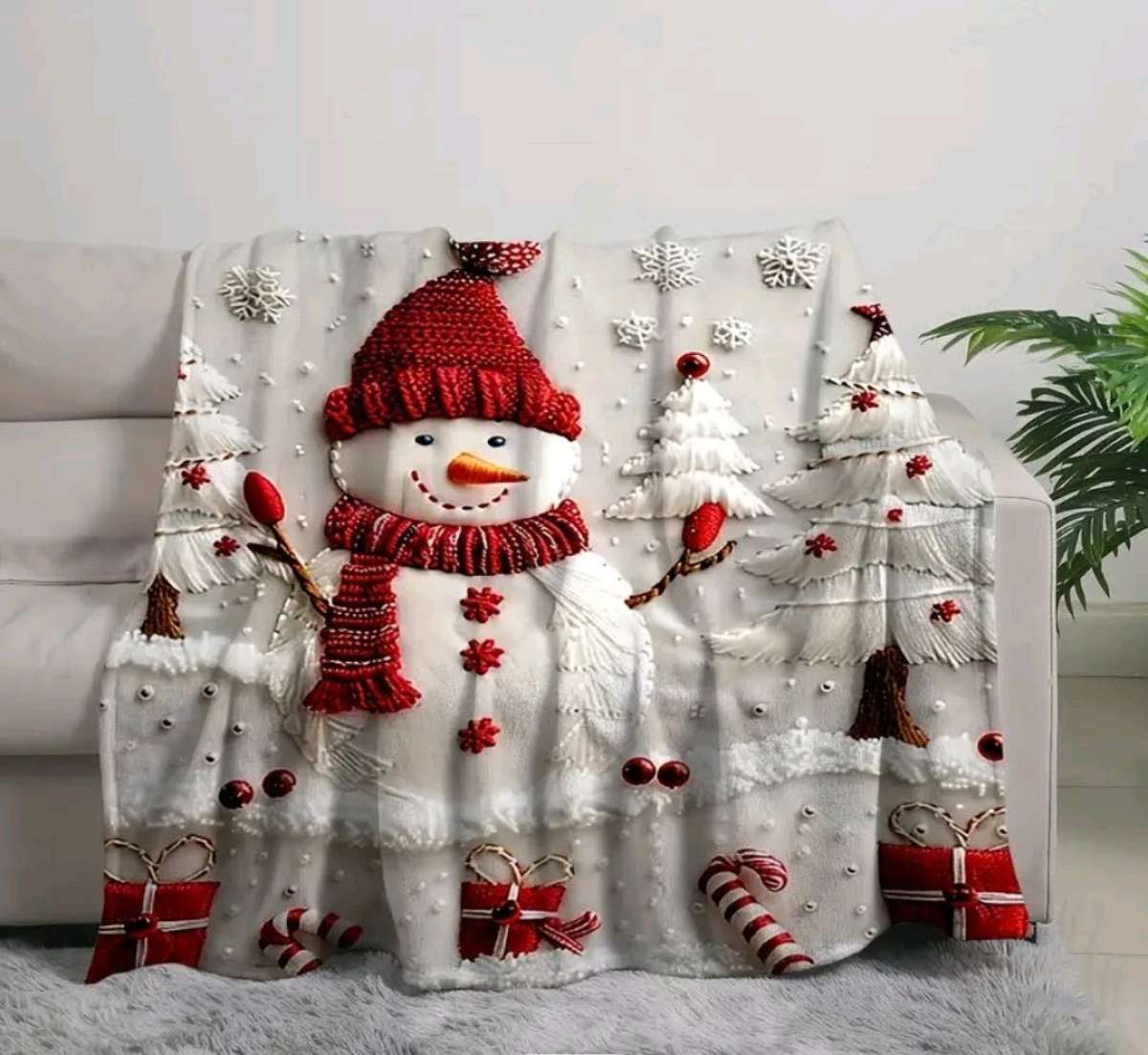 Christmas Snowman Throw