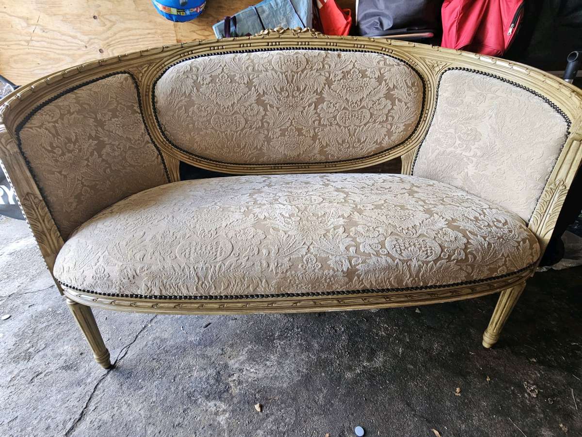 Vintage Loveseat  2 Chairs  BeigeGold