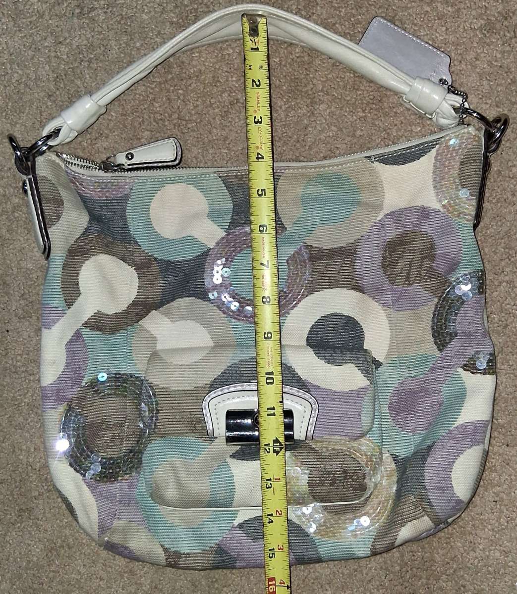 coach Kristin Multicolor Graphic Op Art Sequin Hobo Shoulder