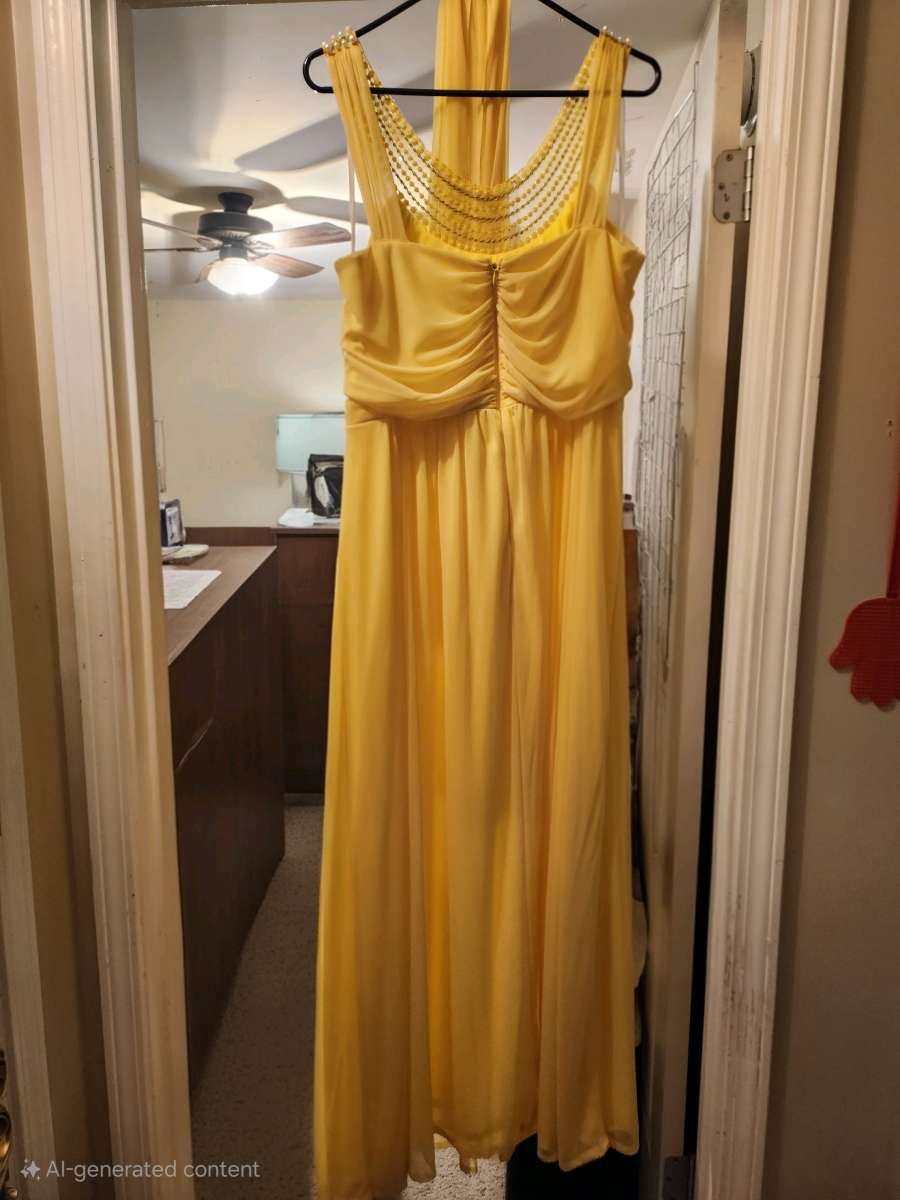 Fiesta Yellow Maxi Dress with Beaded Neckline