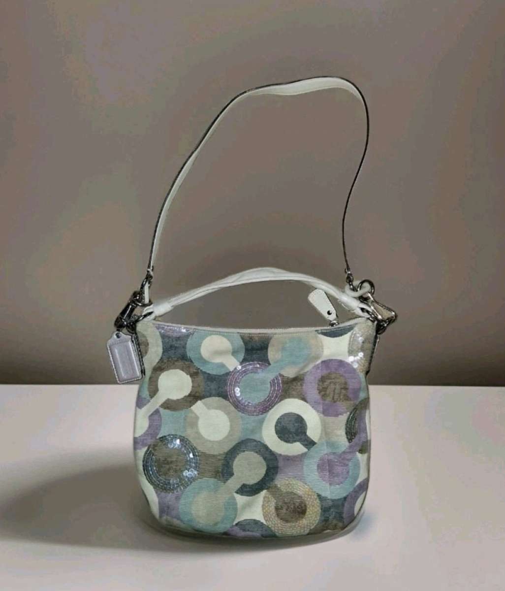 coach Kristin Multicolor Graphic Op Art Sequin Hobo Shoulder