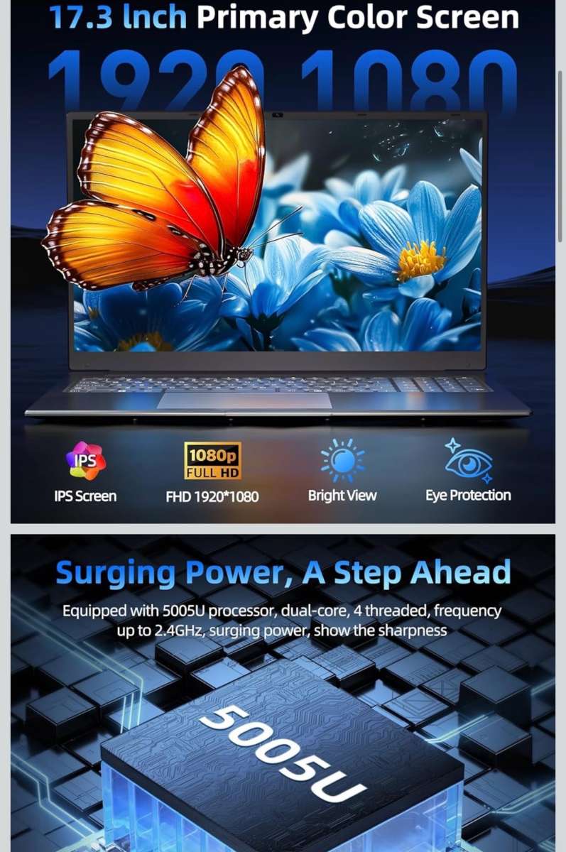 Laptop Computer 173 in Win 11 with Celeron I3 Processor 4GB