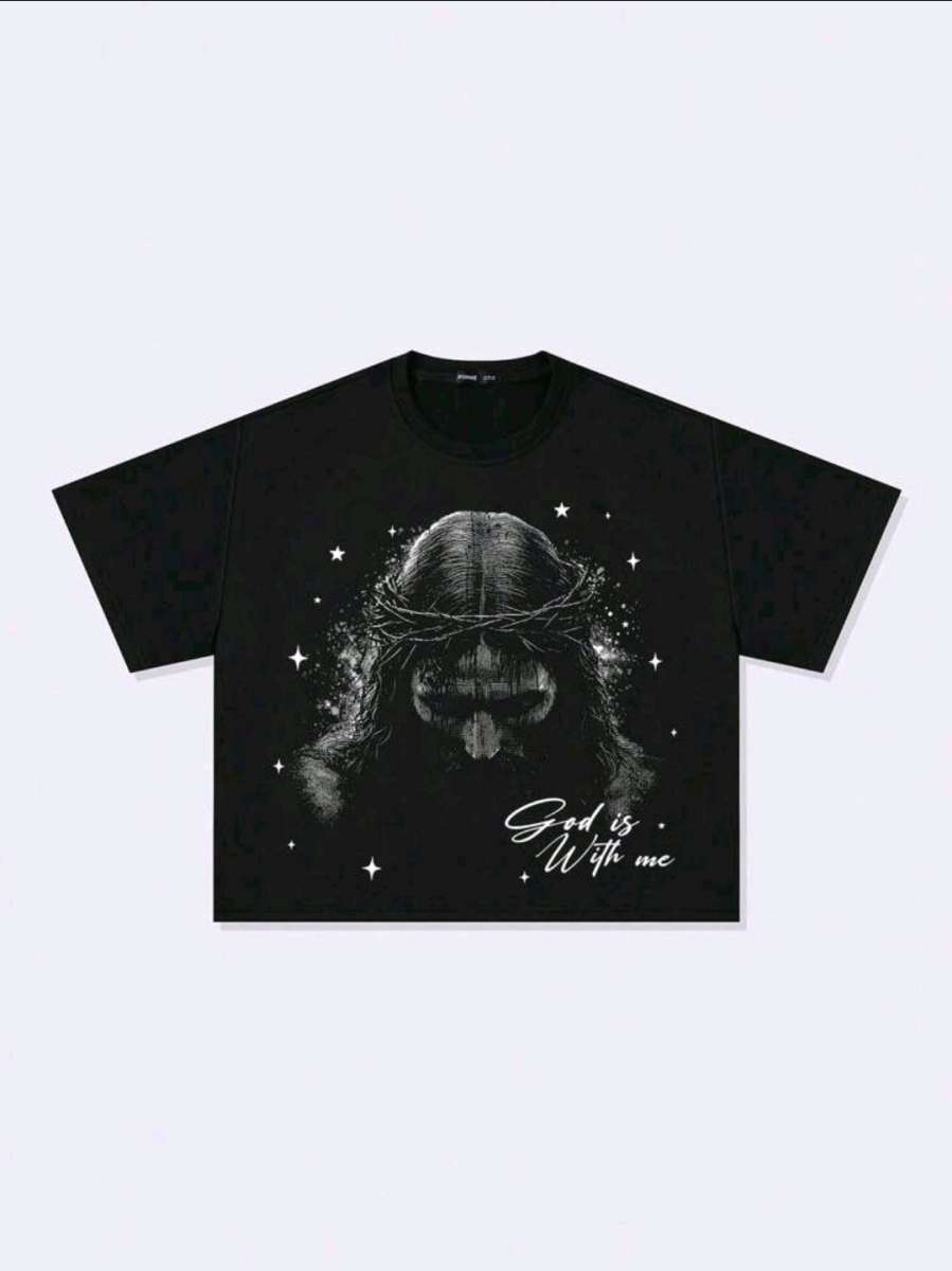 ROMWE MEN Mens Gothic Jesus Loose