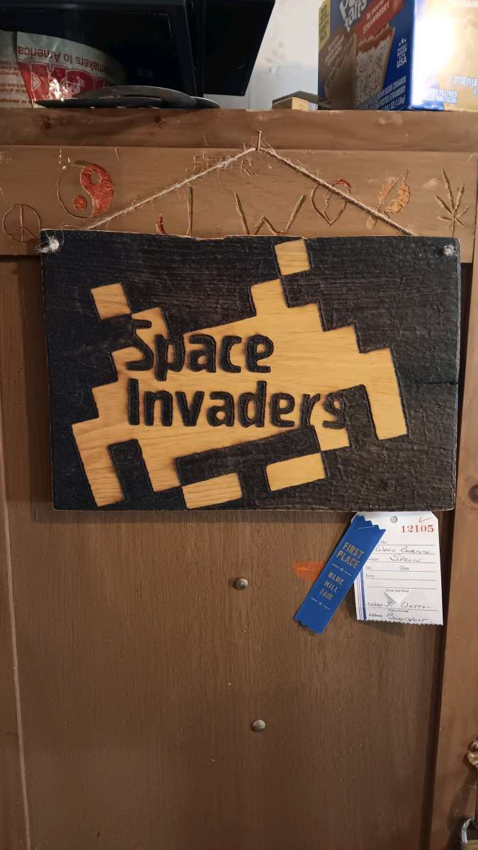Space Invaders wall decor Pyrography