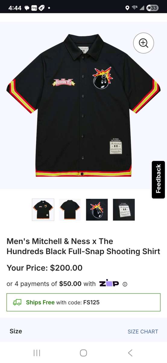 Mens Mitchell  Ness x The Hundreds Black FullSnap Shooting S
