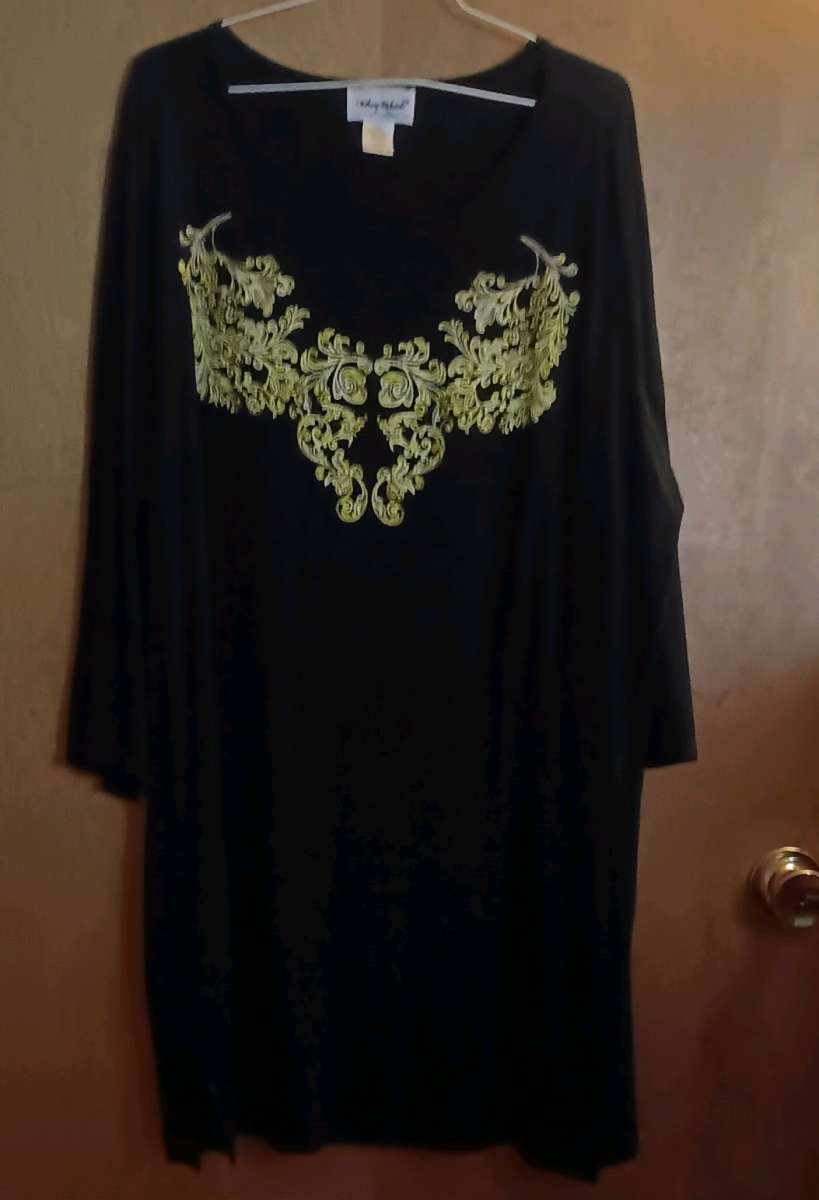 Black with gold design tunic