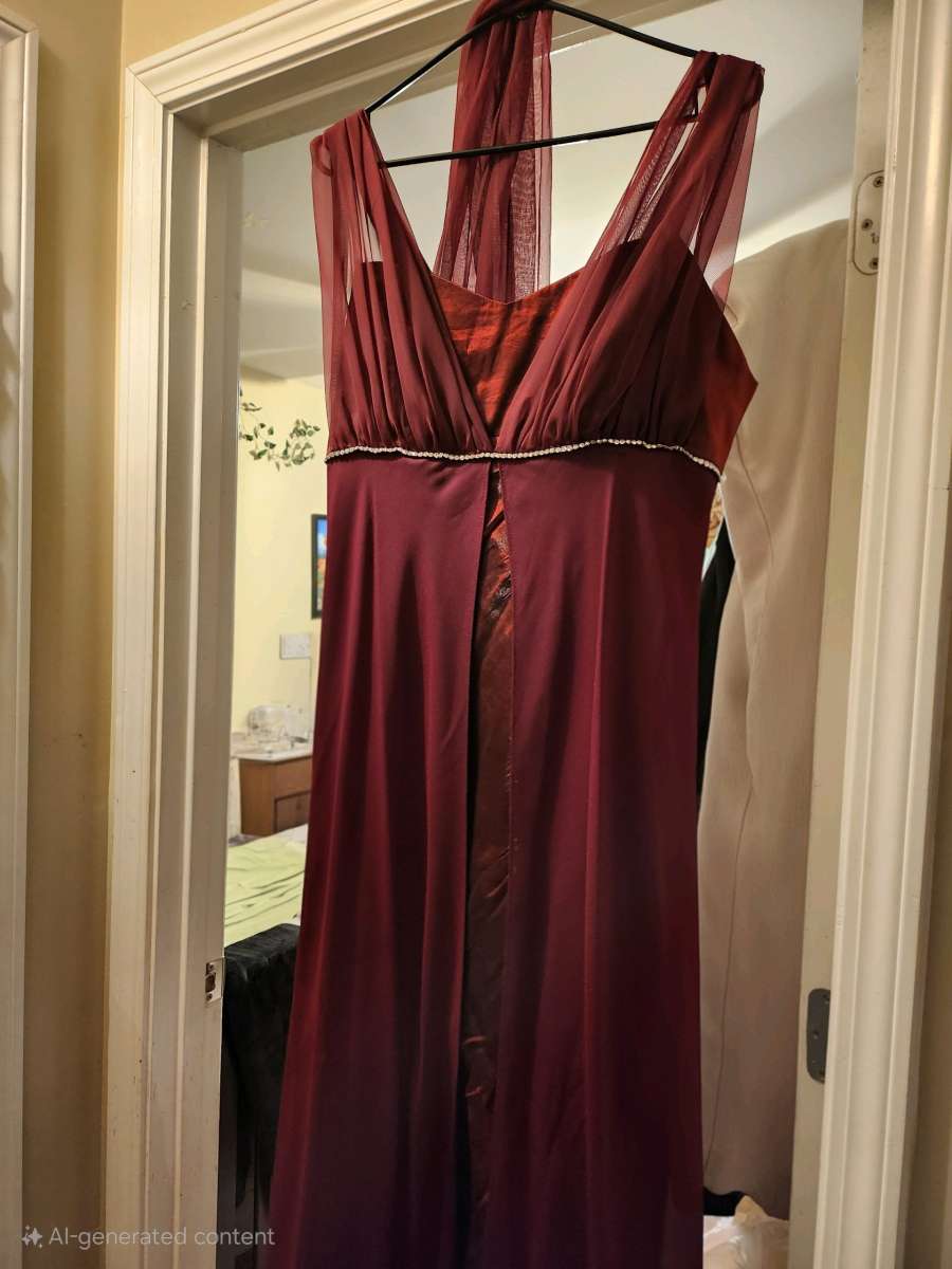 Chic Burgundy Maxi Dress with diamond details