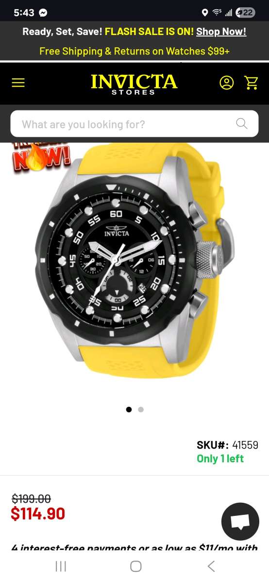 Invicta Speedway Mens Watch w Mother of Pearl Dial  50mm
