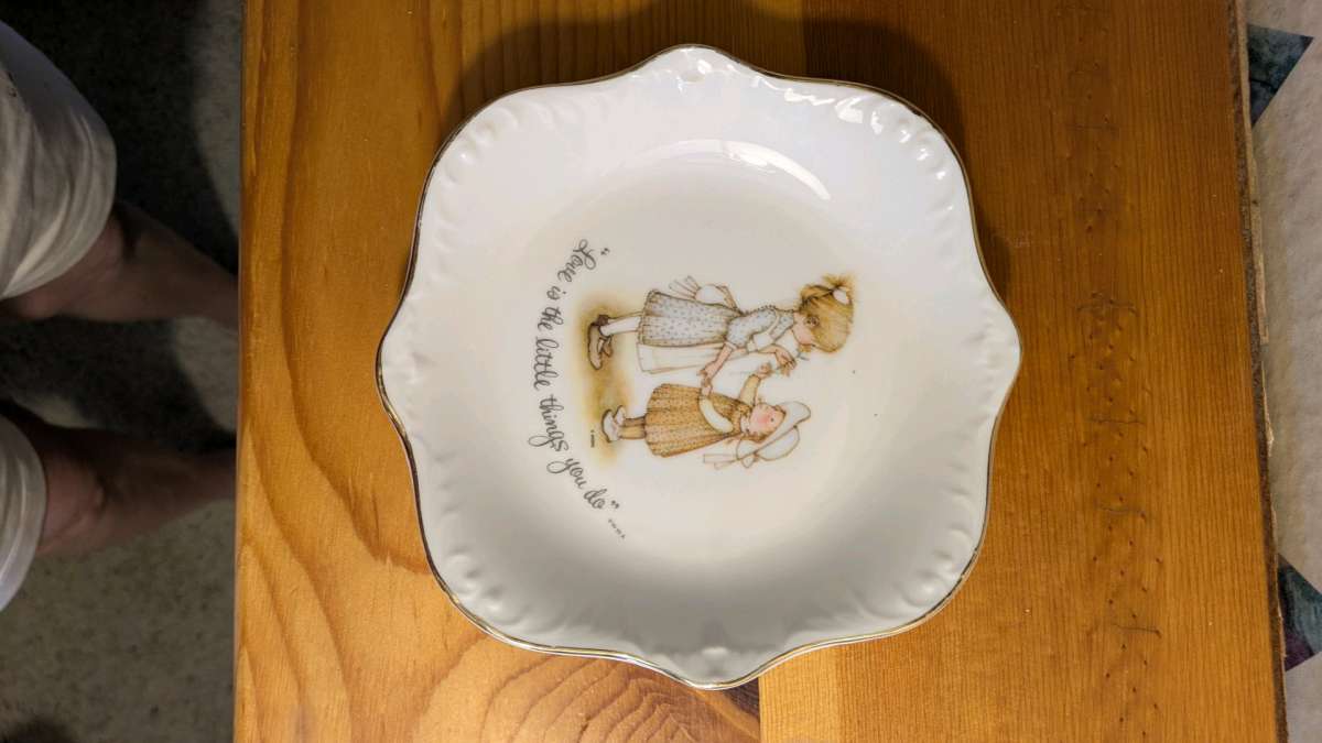 Holly Hobbie Scalloped Gold Trim Plate  Love is the Little T
