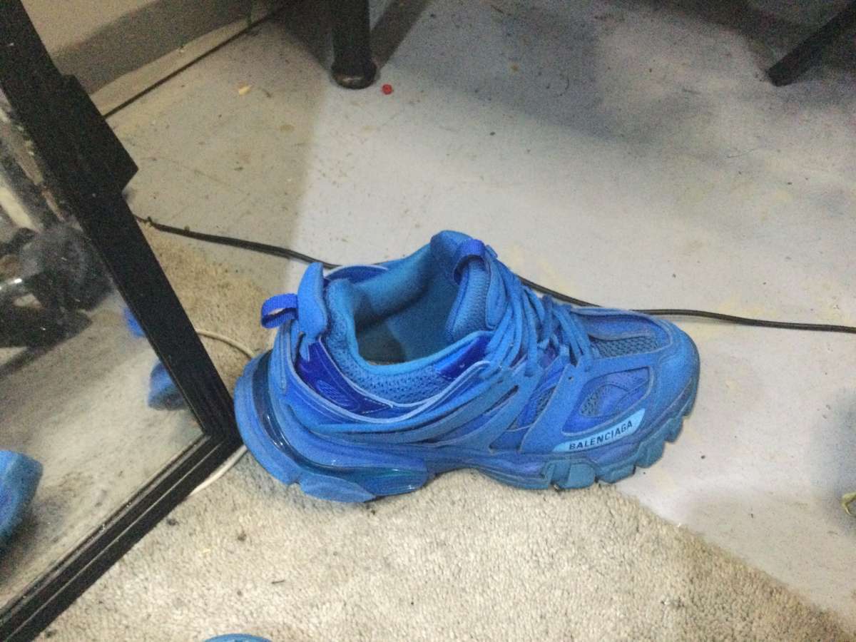 balenciaga blue tracks designer shoe size 10 sneaker clean