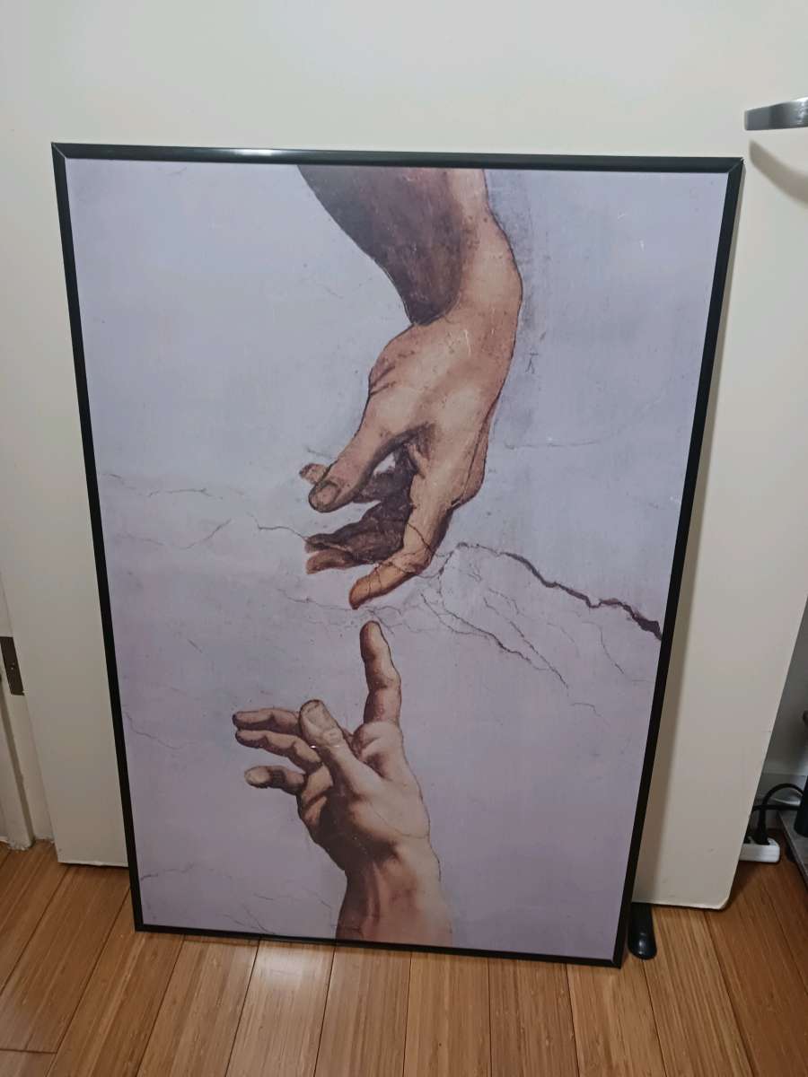 Creation of Adam Large Framed Print with Plastic Cover