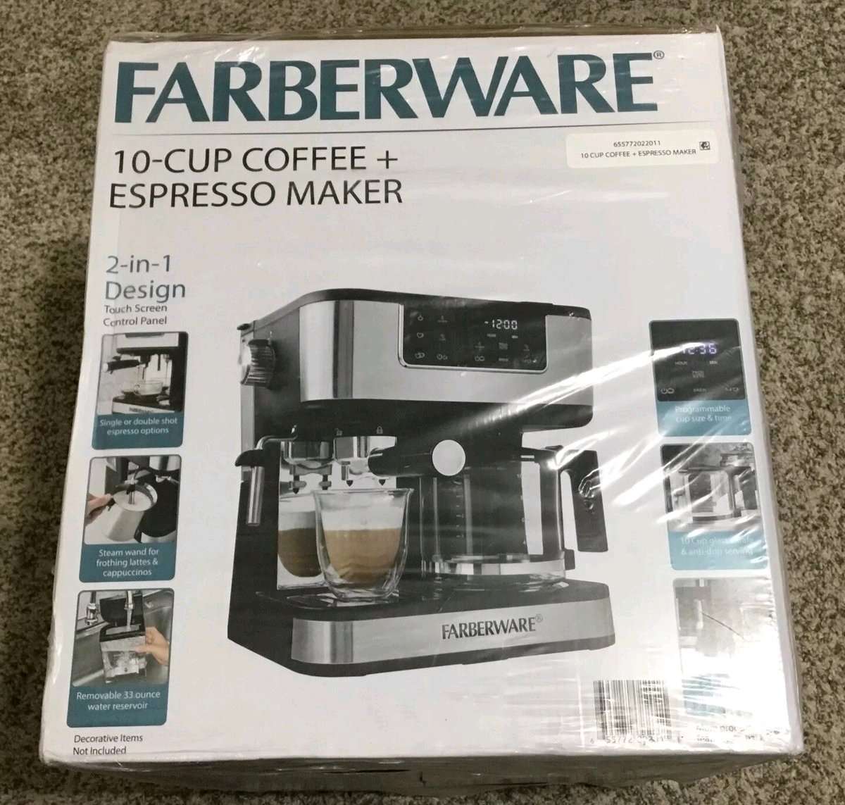 FARBERWARE DUAL BREW 10 CUP COFFEE  ESPRESSO MAKER TOUCHSCRE