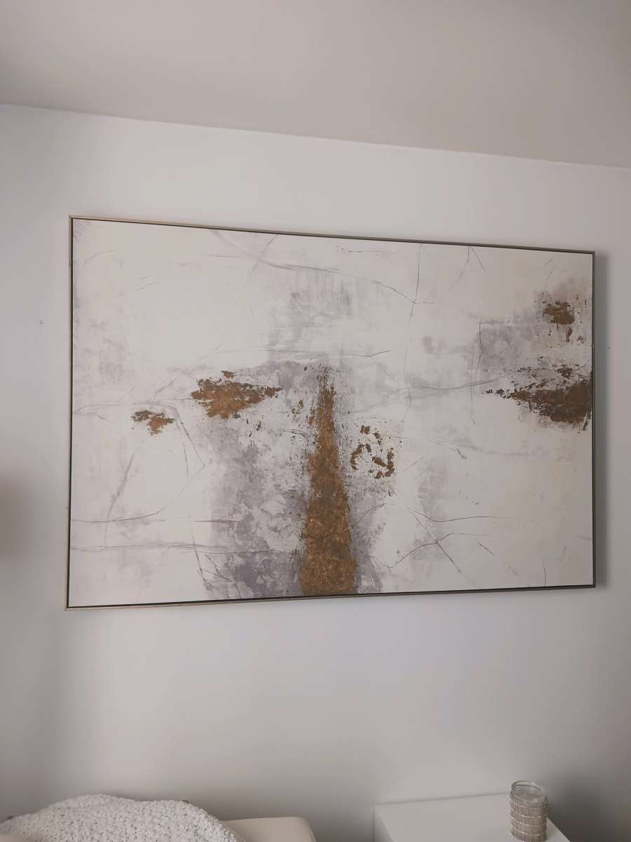 Modern Abstract Canvas Wall Art  Gold  Neutral Tones