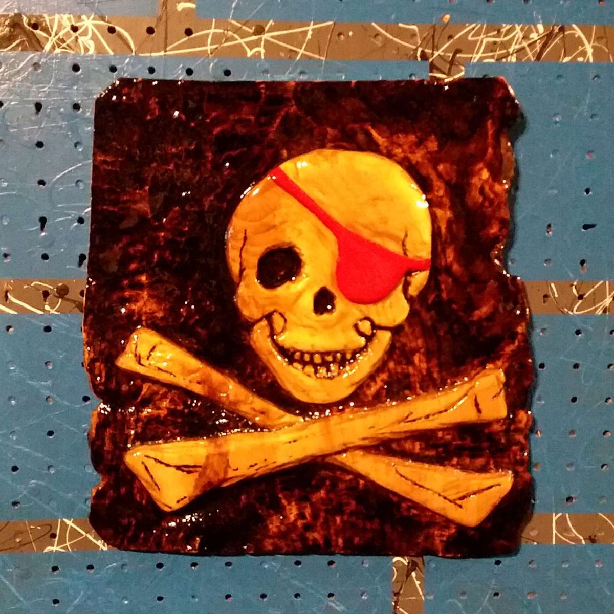 Pirate Skull relief carving