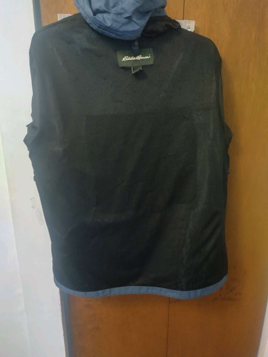 Eddie Bauer Windbreaker Hiking Trail Jacket Mens L Blue Fu