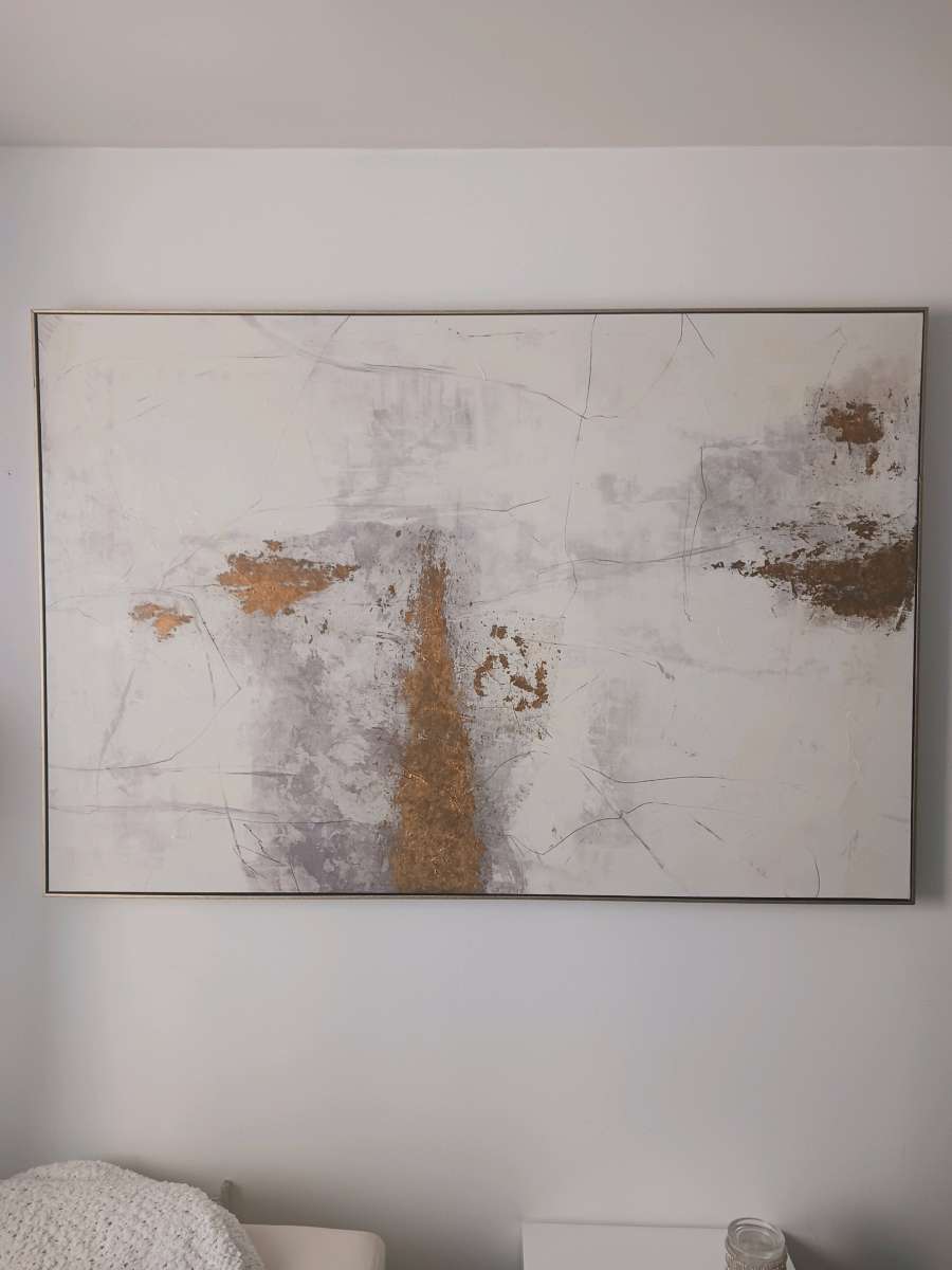 Modern Abstract Canvas Wall Art  Gold  Neutral Tones