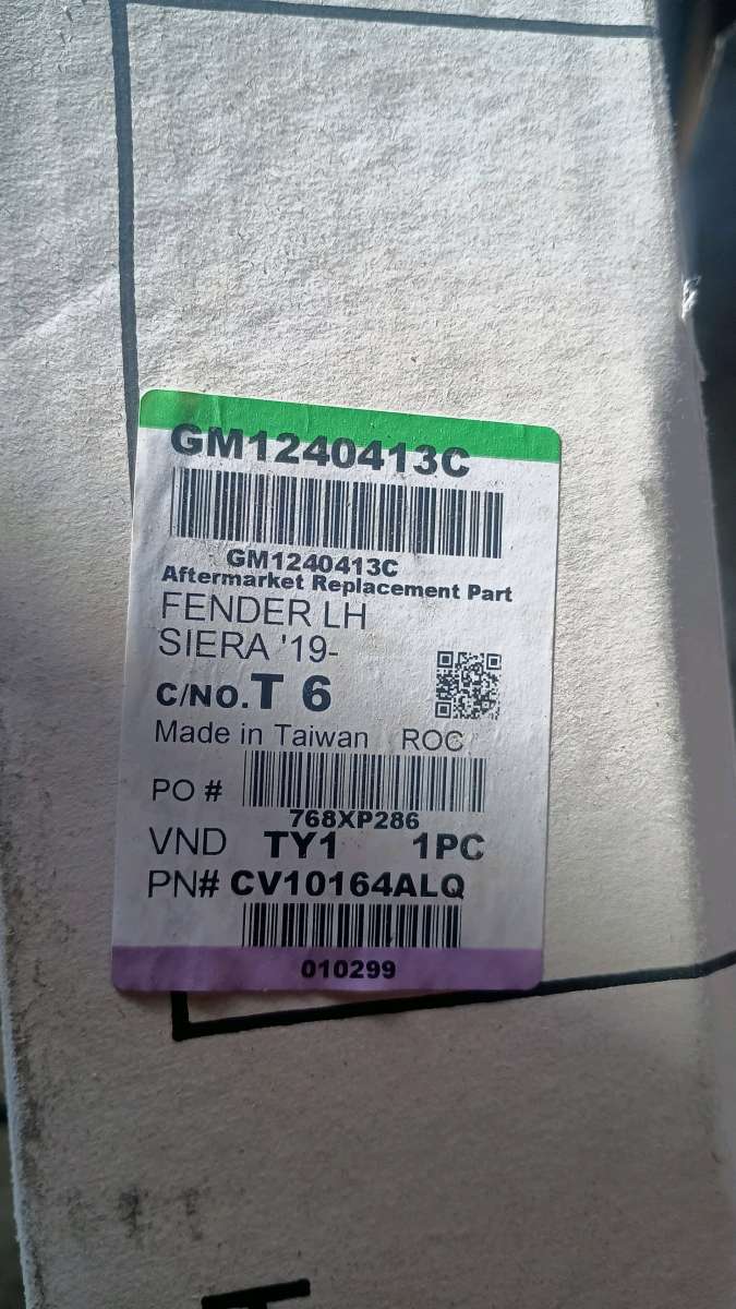 Left fender for GMC Sierra compatible with year 2016 to 2022