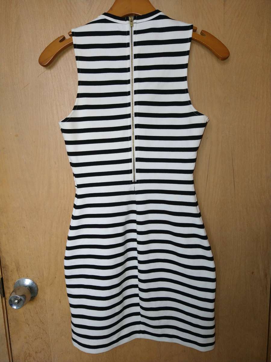 This Express Black  White Striped Bodycon Dress in size 0 is