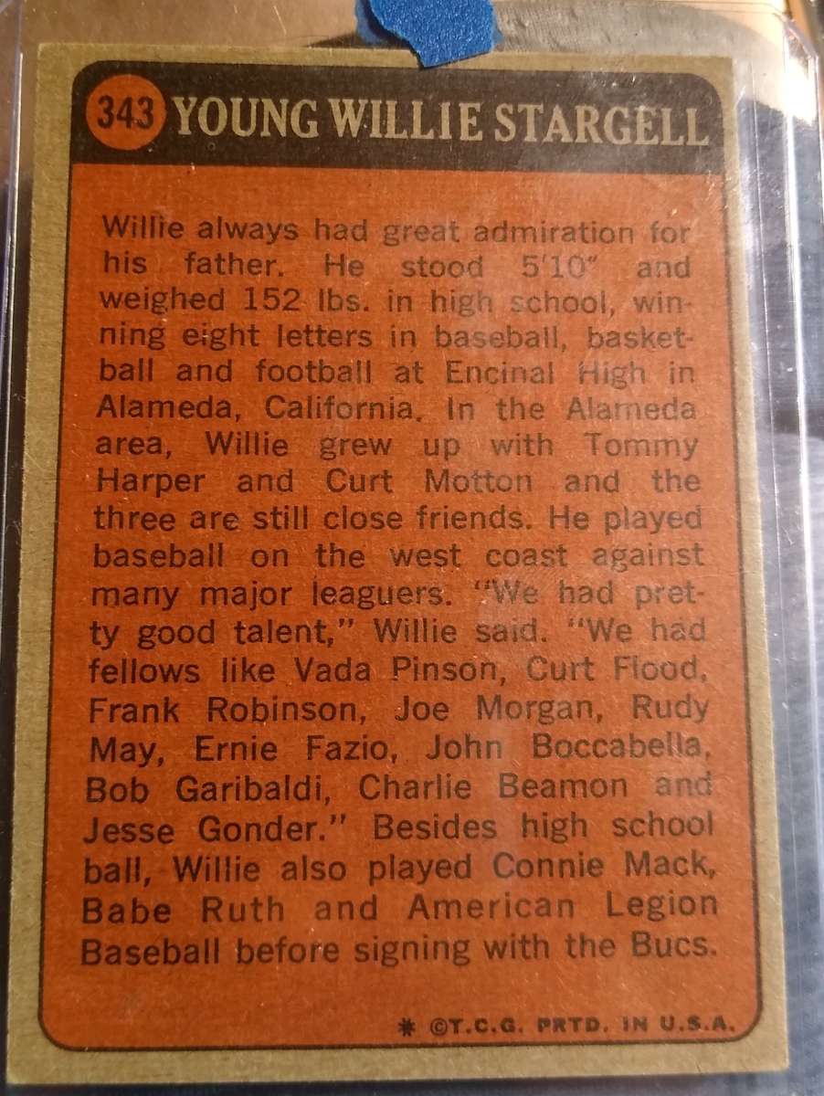 1956 YOUNG WILLIE STARGELL HIGH SCHOOL CARD