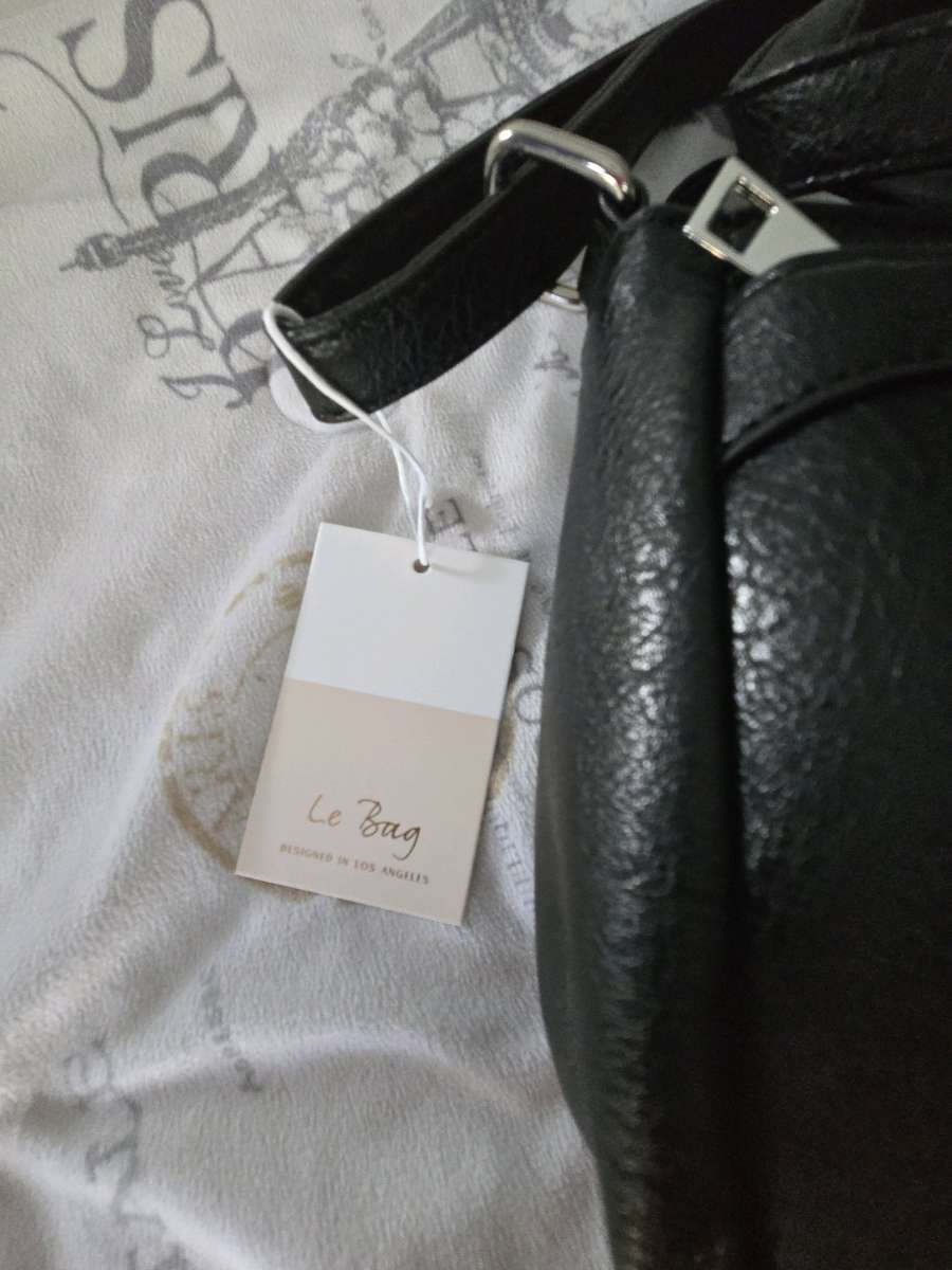 Le Bug Black Faux leather purse w dragonfly