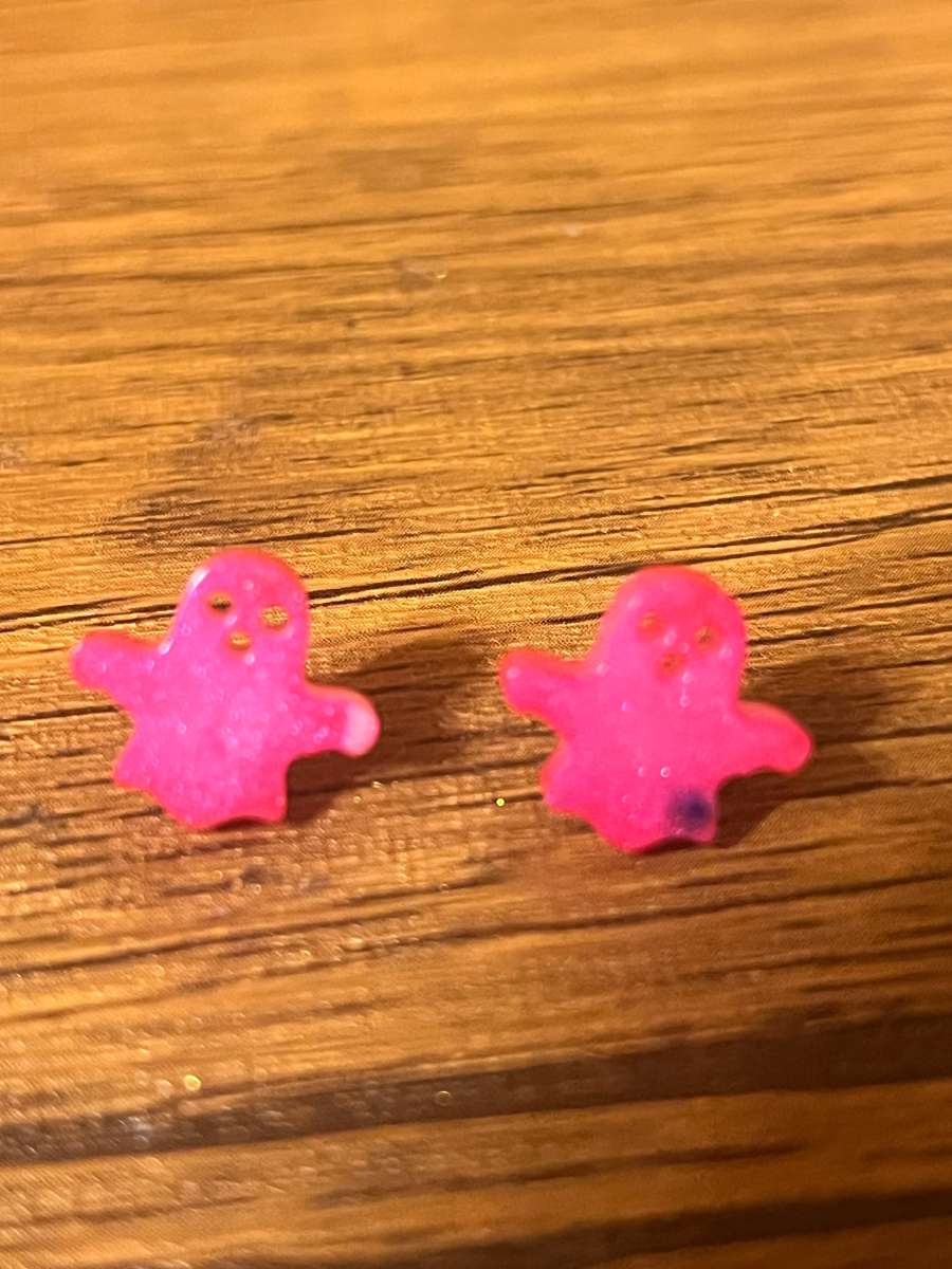 pink resin Halloween earring