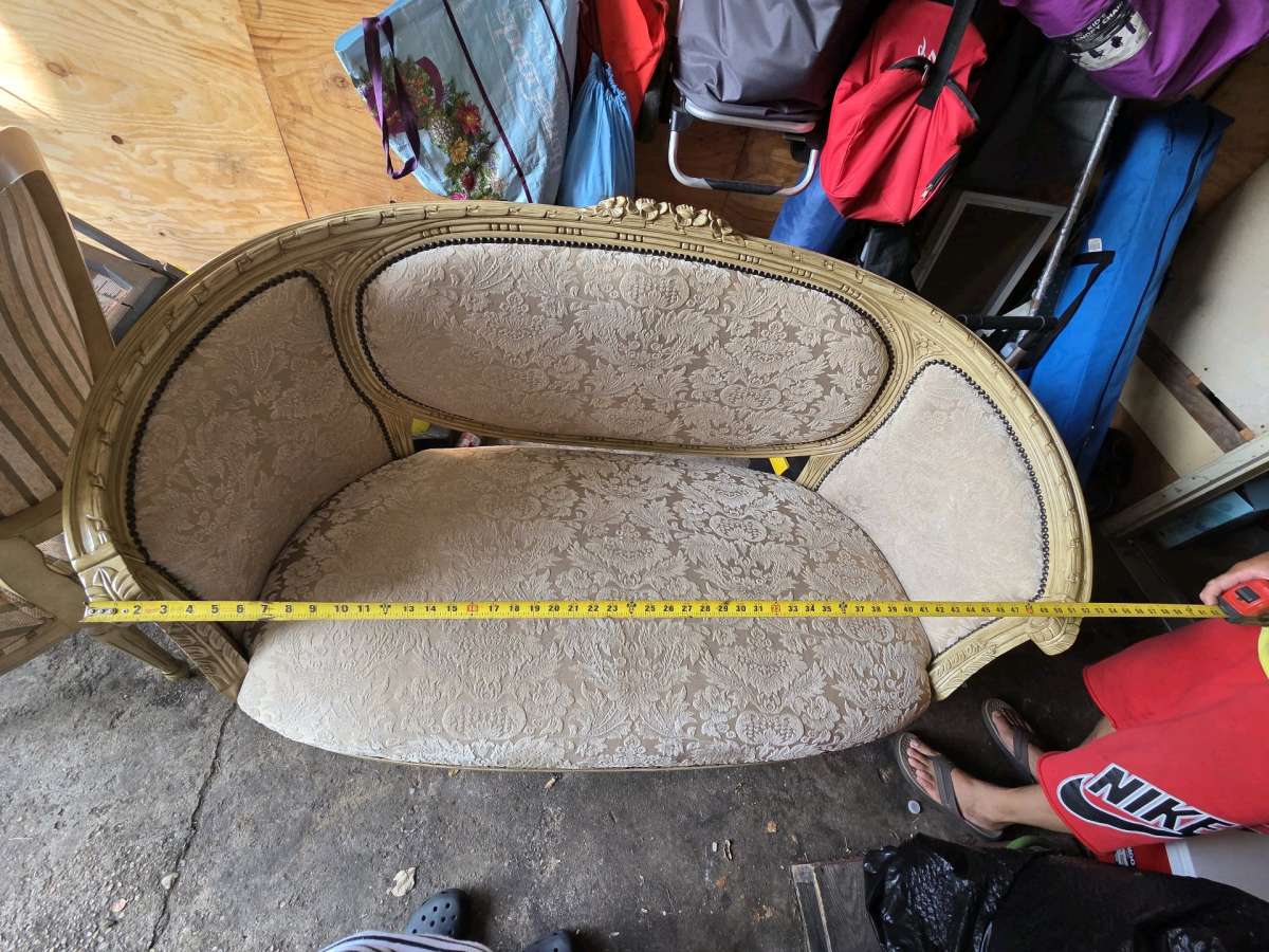 Vintage Loveseat  2 Chairs  BeigeGold