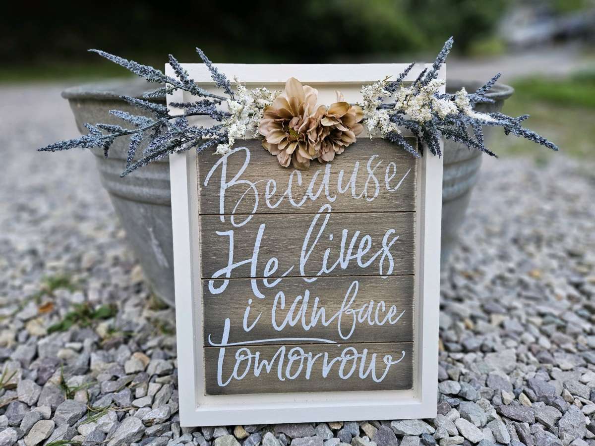 white primitive sign