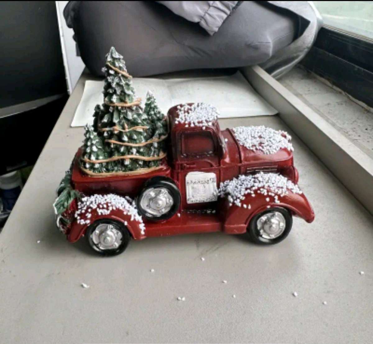 Lighted Resin Red Christmas Truck