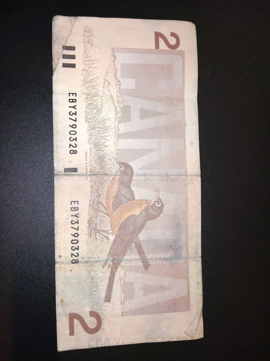 1986 Canadian 2 bank note